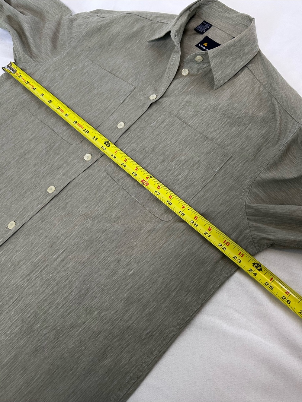 Lizsport Liz Claiborne Vintage Cotton Button Down Shirt Sage Green Stripe S - Picture 5 of 6